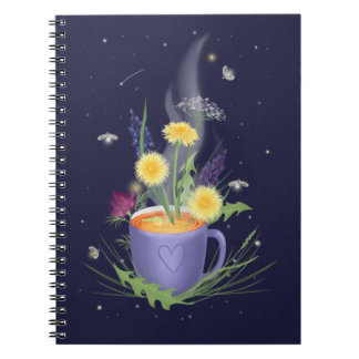 Bärbara tea Kopp och sommarblommor Anteckningsbok