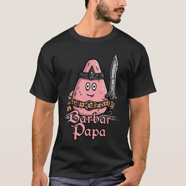 Barbare Papa - humour fantasy décalé T Shirt (Framsida)