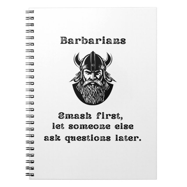 barbarer krossa först anteckningsbok (Framsidan)