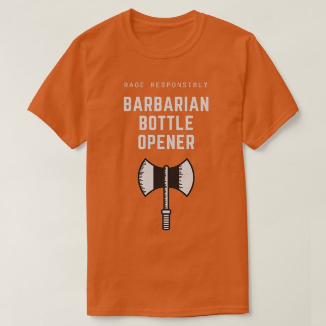 Barbarian Flaska Open er White Text T Shirt (Design framsida)