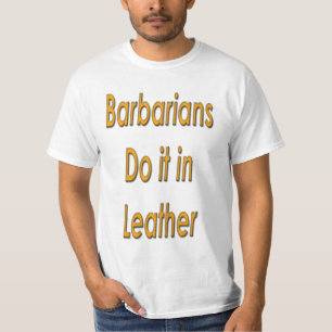 Barbarianer gör det på läder t shirt