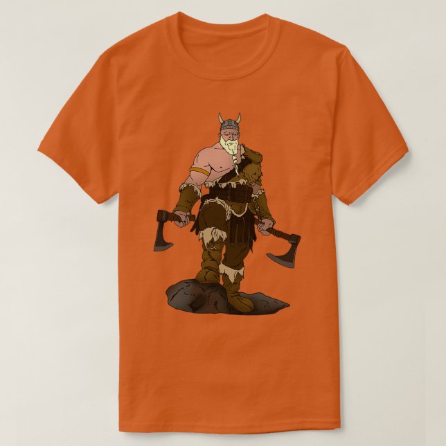 Barbaric Viking med skägg och axlar, gåva till kni T Shirt (Design framsida)