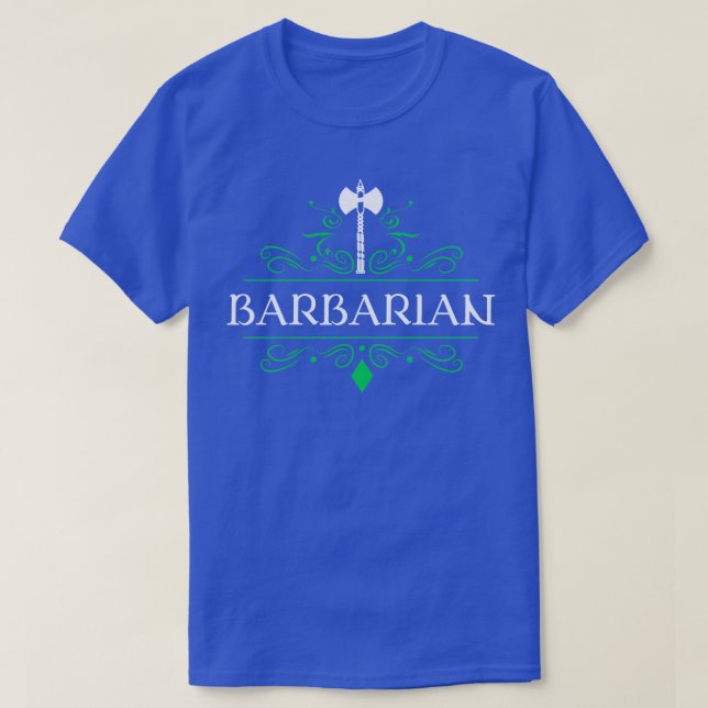 Barbariska teckenklass Tabletop RPG Roleplay T Shirt (Design framsida)