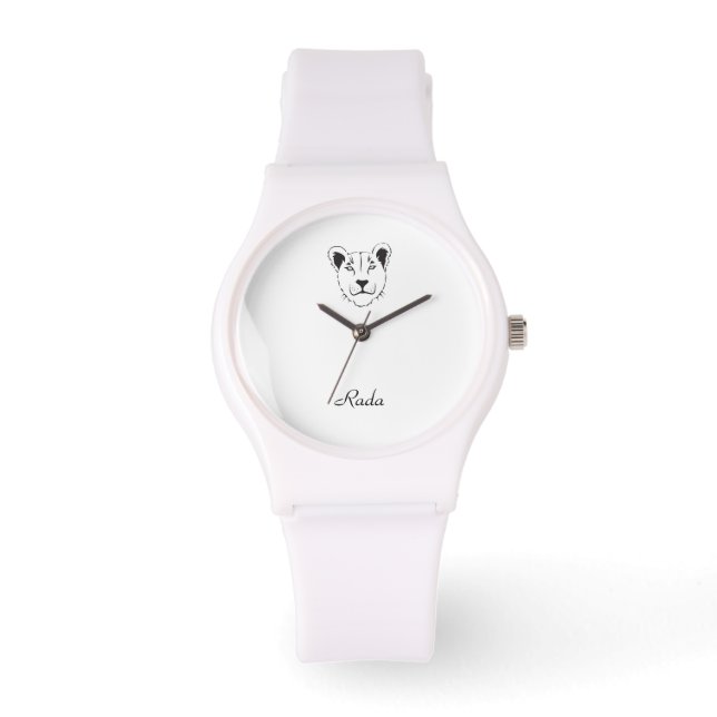 Barbary Lioness Sporty White Silicon Watch Armbandsur (Framsida)