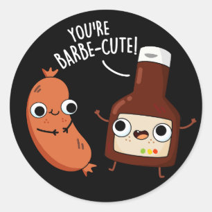 Barbe-söt Funny Barbecue Pun Mörk BG Runt Klistermärke