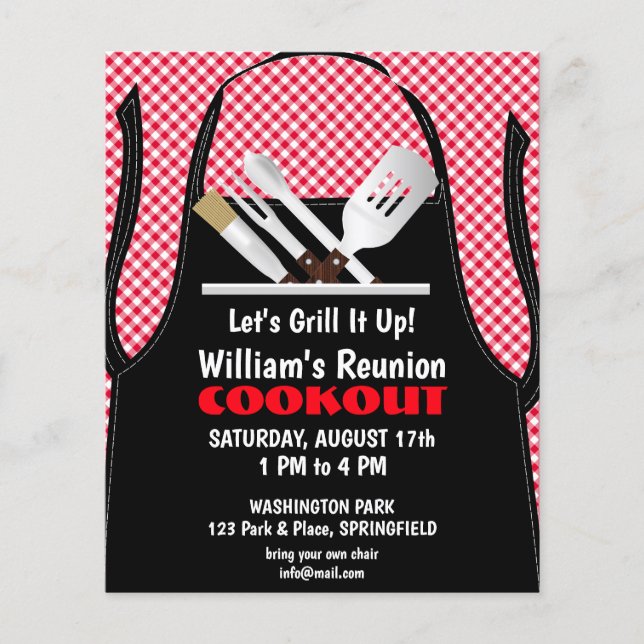 Barbeck Cookout Reunion Fast Food Gingham Flygblad (Framsidan)