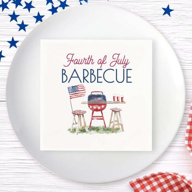 Barbecue American Flagga 4:e juli Sommaren Party Pappersservett (Barbecue American Flag 4th of July Summer Party Napkins)
