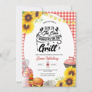 Barbecue Baby-Q Shower Solros Play BBQ Girl Inbjudningar