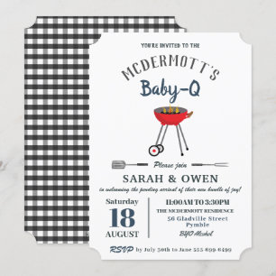 Barbecue Baby Shower baby-Q BBQ Party Inbjudningar