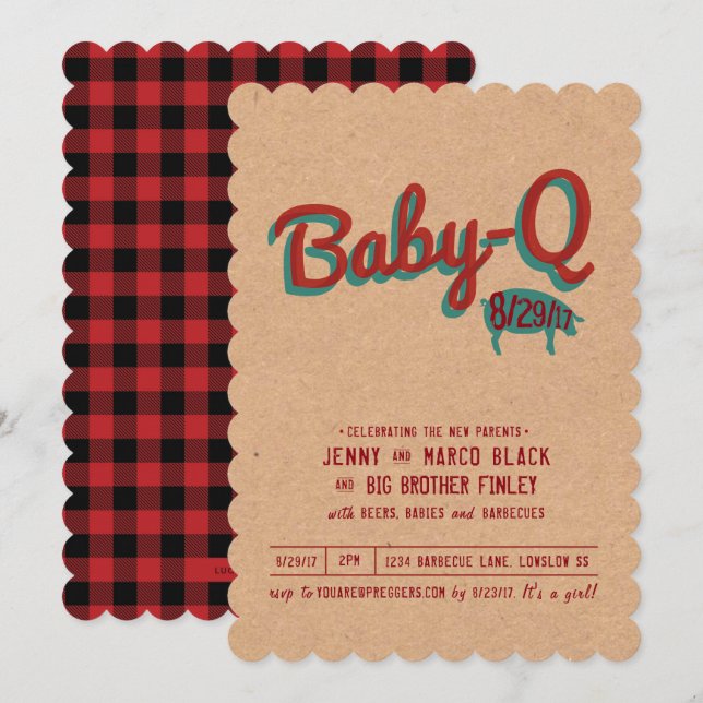 Barbecue Baby Shower-inbjudan Inbjudningar (Fram/baksida)