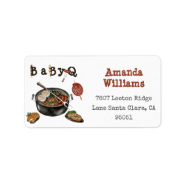 Barbecue Backyard Party Baby Shower BabyQ Adress Adressetikett