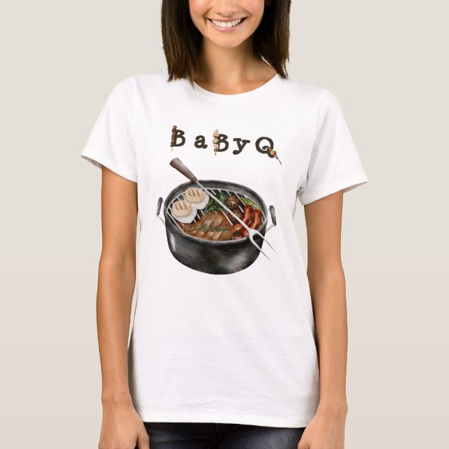 Barbecue Backyard Party Baby Shower BBQ Mor T Shirt (Framsida)
