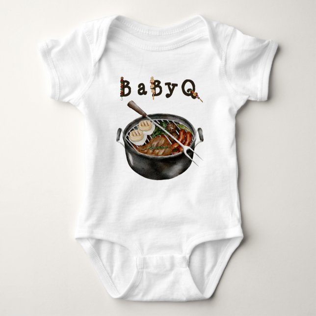 Barbecue Backyard Party Baby Shower BBQ T Shirt (Framsida)