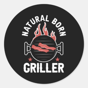 Barbecue Bbq Grillmaster Natural Born Griller Runt Klistermärke