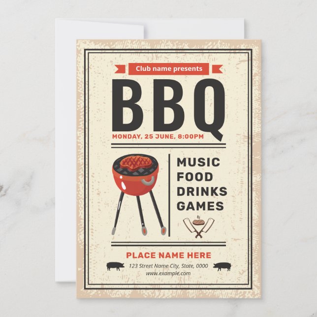 Barbecue/BBQ Party Flyer Inbjudningar (Framsida)