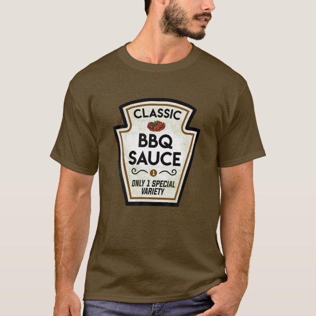 Barbecue BBQ Sauce Flaska etikett Halloween Matchi T Shirt (Framsida)
