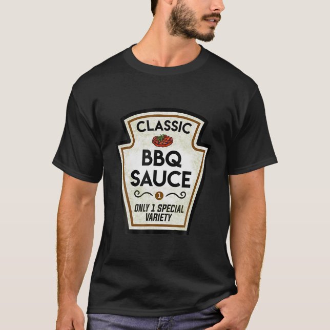 Barbecue BBQ Sauce Flaska etikett Halloween Matchi T Shirt (Framsida)