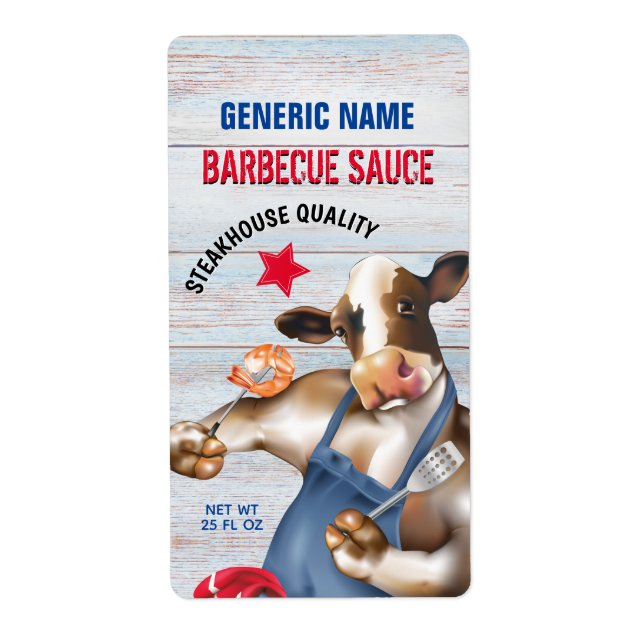 Barbecue Cookout Cow Grilling Shrimp Fraktsedel (Framsidan)