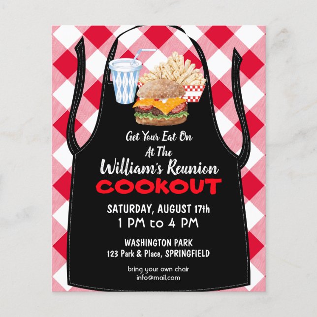 Barbecue Cookout Reunion Fast Food Gingham Flygblad (Framsidan)