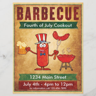 Barbecue Fjärde juli Cookout Reklamblad