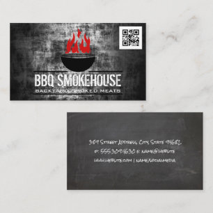 Barbecue Grill on Fire qr-kod Visitkort