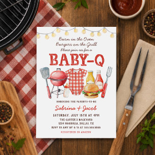 Barbecue Grillfest Baby-Q Barnkalasinbjudan Inbjudningar