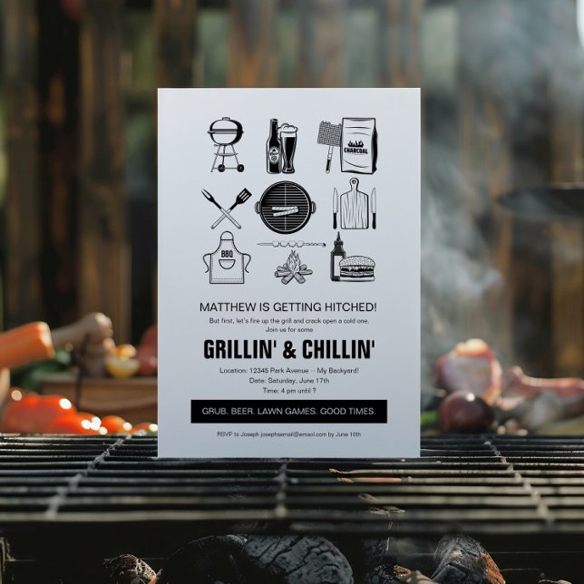 Barbecue Grillin' & Chillin Bachelor Party Inbjudningar (Skapare uppladdad)