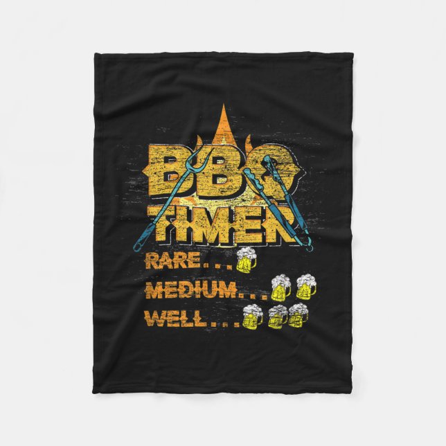 Barbecue Grillmaster Beer Drunk Griller Kött Steak Fleecefilt (Framsidan)