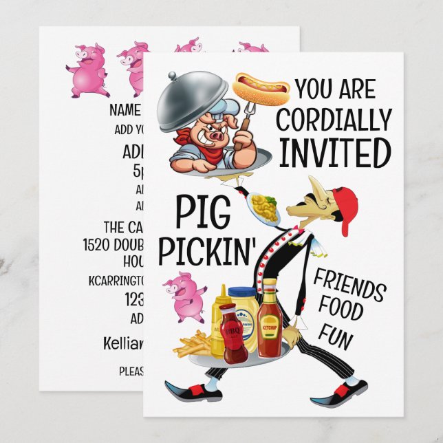 Barbecue / Grisplockning Inbjudningar (Fram/baksida)