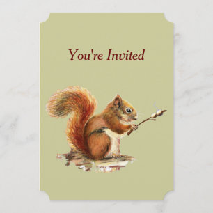 Barbecue Inbjudan Squirrel Toasting Marshmallow Ro