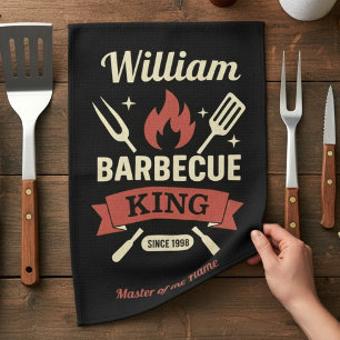 Barbecue King Kökshandduk med anpassat namn