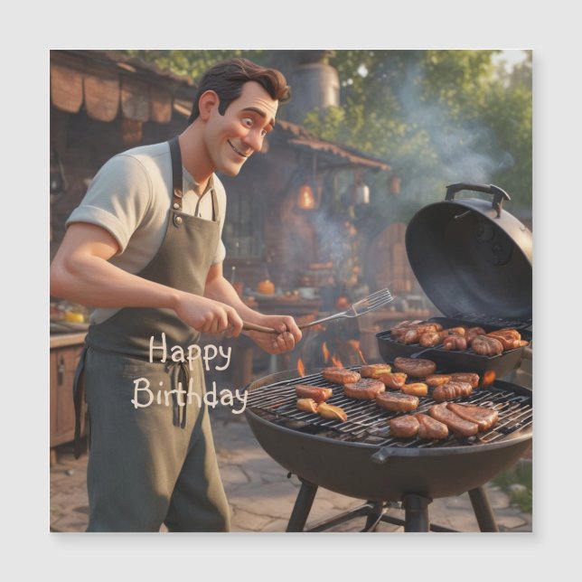 Barbecue Man Magnetic Card (Framsida)