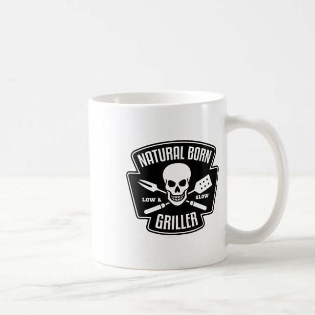 Barbecue Natural Born Griller Funny Grill Master G Kaffemugg (Höger)