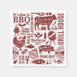 Barbecue Pappersservetter, BBQ Grill Festartiklar Pappersservett