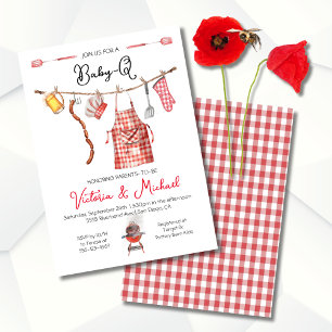 Barbecue Par Baby Shower baby-Q Inbjudningar
