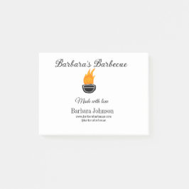 Barbecue restaurangköks-social webbplats på webbpl post-it block