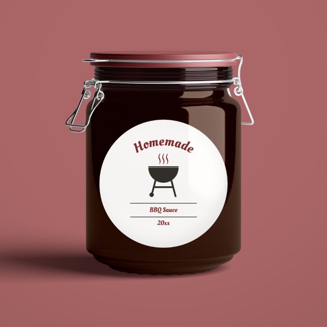 Barbecue Sauce BBQ-etikett Runt Klistermärke (Barbecue Sauce BBQ Label Sticker)