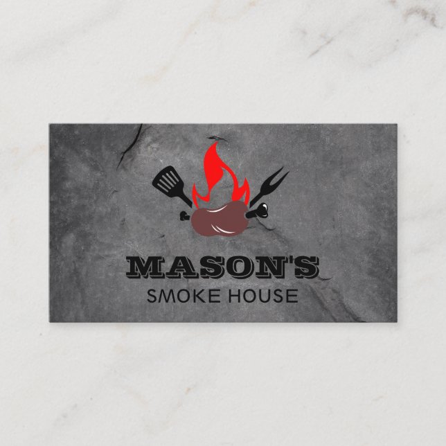 Barbecue Sause på Skewer och Flames Visitkort (Framsida)