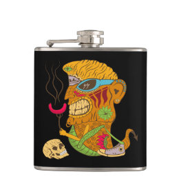 Barbecue Tiki Monster med Sause och Human Skull Fickplunta