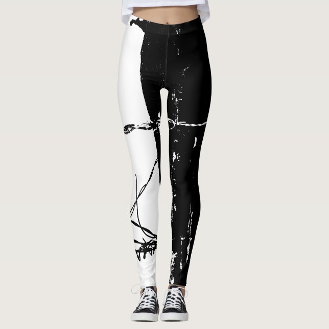 Barbed Black and White Leggings (Framsida)