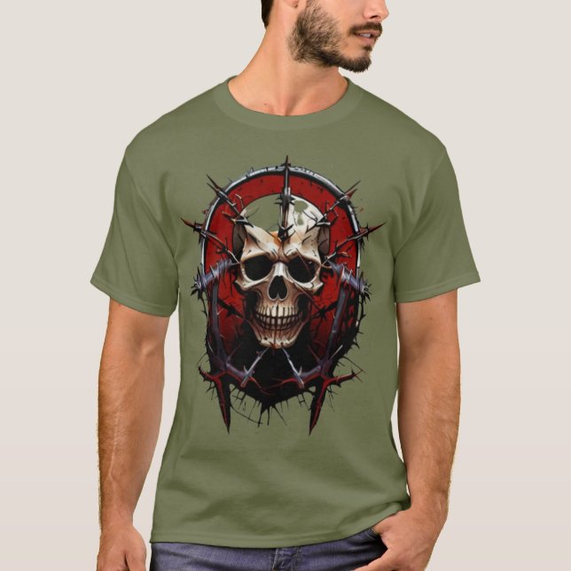  "Barbed Skull Death Metal T-Shirt – Hardcore Grap (Framsida)