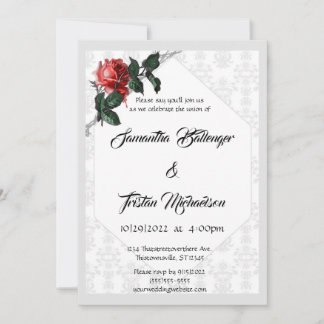 Barbed Wire Damask Ro Gothic Bröllop Inbjudningar