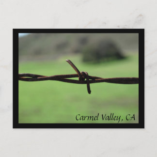 Barbed Wire Fence Carmel Valley, CA Postcard Vykort