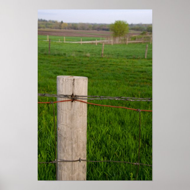 Barbed Wire Fence Post Poster (Framsidan)