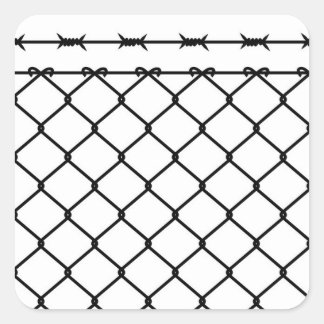 Barbed Wire Fence Silhouette Fyrkantigt Klistermärke