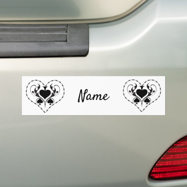 Barbed Wire Heart Black Spades Thunder_Cove Bildekal (På Bil)