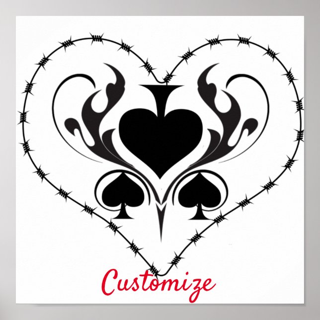 Barbed Wire Heart Black Spades Thunder_Cove Poster (Framsidan)