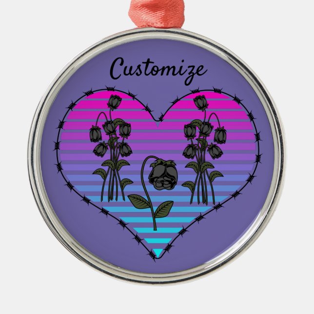 Barbed Wire Heart Wilted Black Ro Thunder_Cove Julgransprydnad Metall (Framsidan)