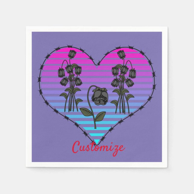 Barbed Wire Heart Wilted Black Ro Thunder_Cove Pappersservett (Framsidan)