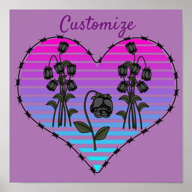 Barbed Wire Heart Wilted Black Ro Thunder_Cove Poster (Framsidan)